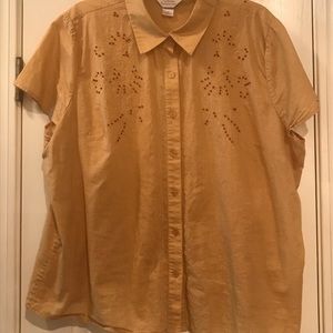 Ladies button front beaded embellished top